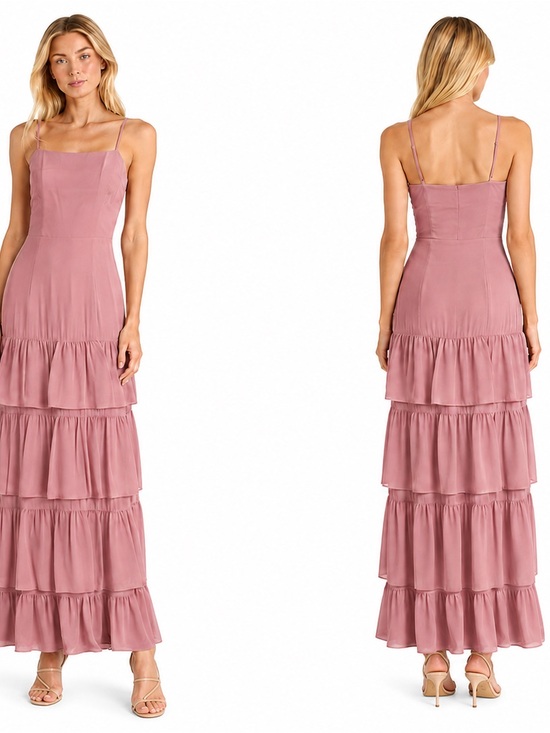 Reformation Dresses & Skirts - Reformation Foxglove Dress Tiered Spaghetti-Strap Maxi in Blush Size 0